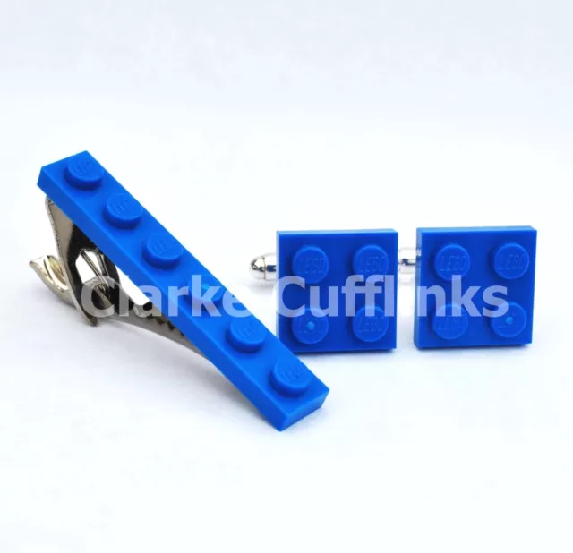 LEGO® PLATE Cufflinks & Tie Slide Clip Set - Birthday Wedding Groom Mens Gift