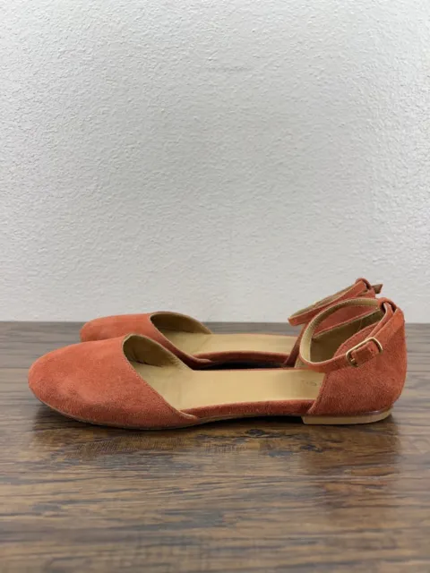 A.P.C. Rue Madame Paris Women's Shoes 39 US 9 Orange Suede Ankle Strap Flats 3