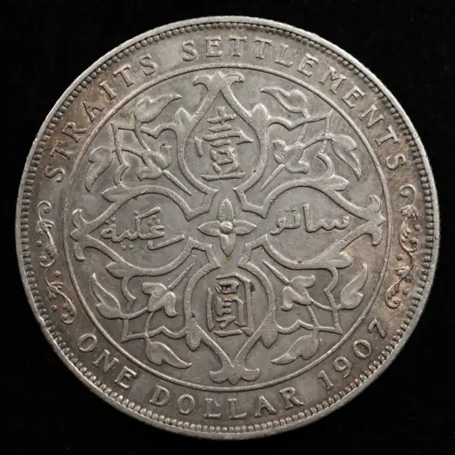 Straits Settlements 1 Dollar 1907, Coin, Km# 26, Silver, Edward Vii, Inv#B440