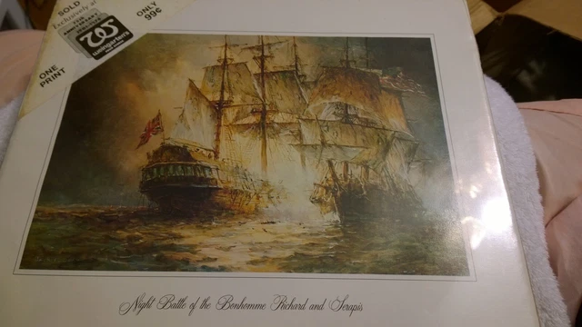 American Rev Print Nght Battle Of Bonhomme Richraf & Serapis J.P. Jones No Frame