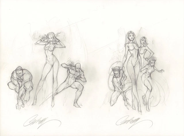 X-Men: Blue #1 & Gold #1 2pc Variant Cover Prelims - art by J. Scott Campbell