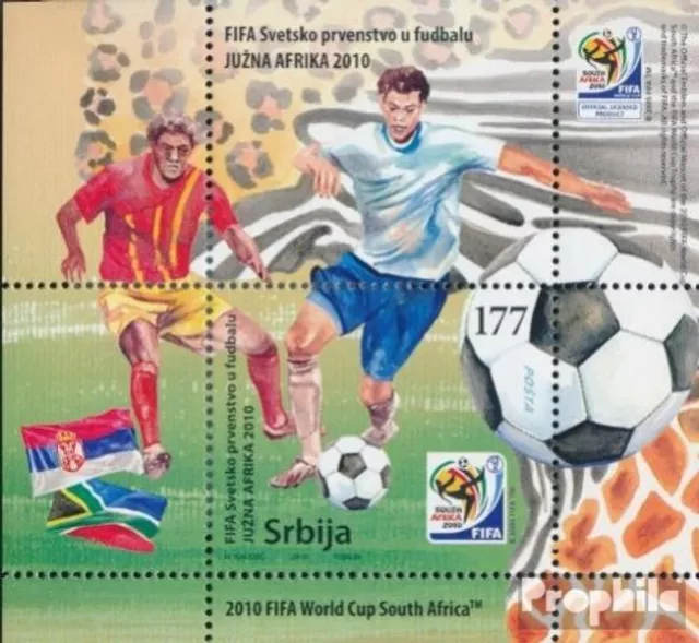 Briefmarken Serbien 2010 Mi Block8 postfrisch Fußball