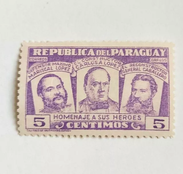 Paraguay Fine Stamp 1954 SG739 5c Violet National Heroes