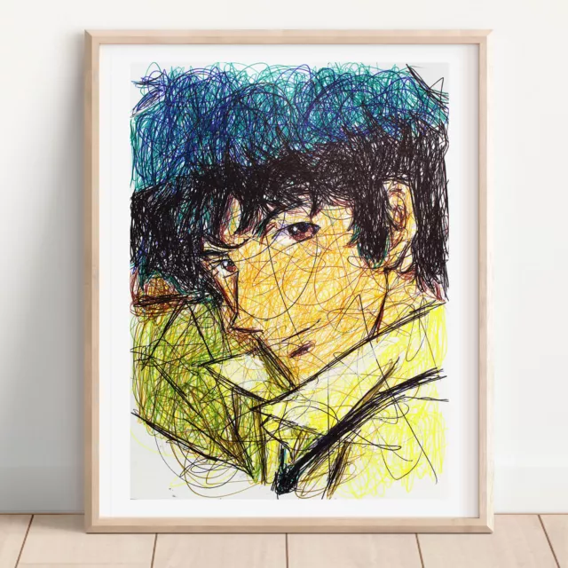 Spike Spiegel (color) Ballpoint Pen Print, Cowboy Bebop Art Poster