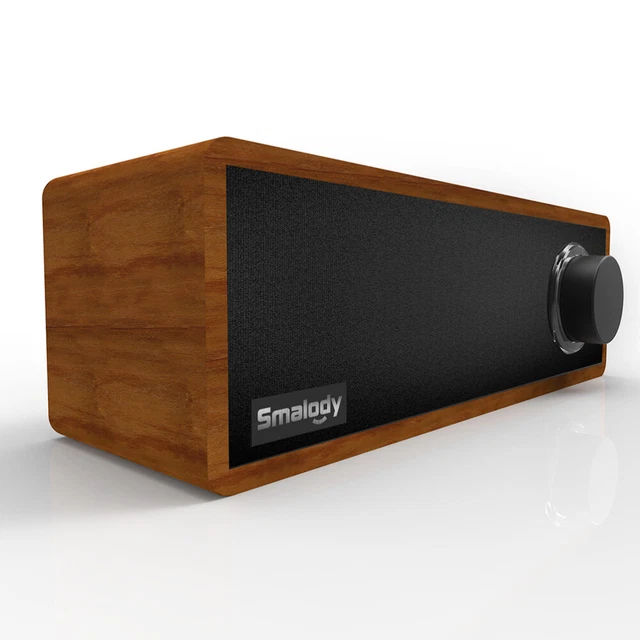 SL-50 Enceinte de barre de son sans fil en tissu rétro en bois (noir)