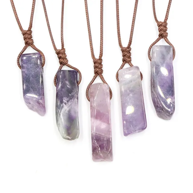 1xNatural Crystal Pendulum Quartz Stone Pendant Chakra Healing Gemstone Necklace