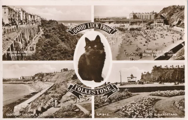 PC06988 Good Luck from Folkestone. Multi view. Lansdowne. RP. 1951