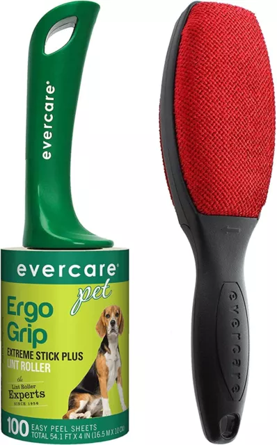 Evercare Extreme Stick Pet Lint Roller 100 Sheets and Magik Brush, Bundle