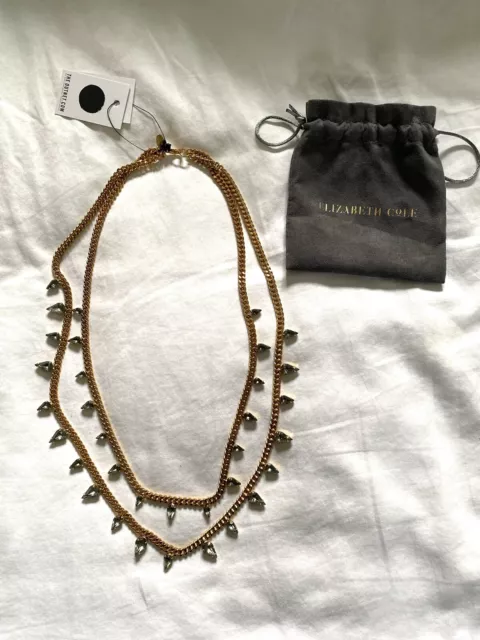 BNWT Elizabeth Cole Double Strand Jewel Statement Necklace