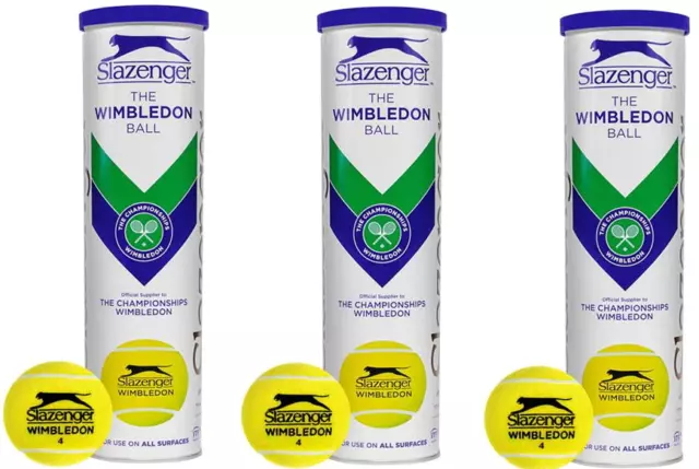 Slazenger Official Wimbledon Hydroguard Tennis Balls - Yellow - 4 Balls Per Tube