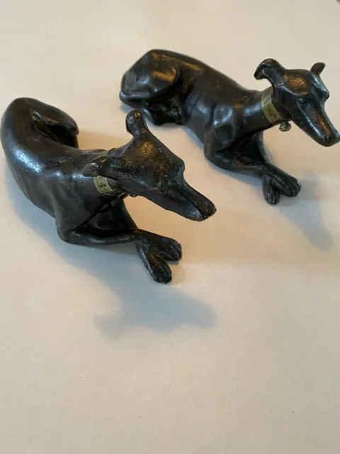 Whippet Dogs Grayhound vintage art deco / cast iron Pair