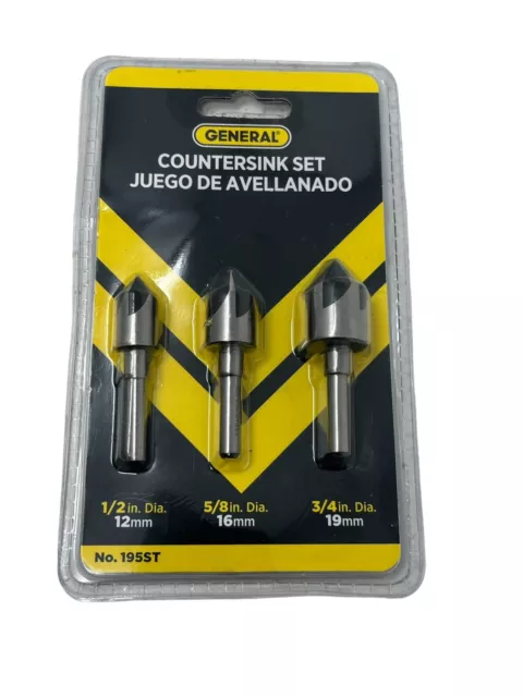 General Tools 195ST 3 Piece Countersink Bit Set