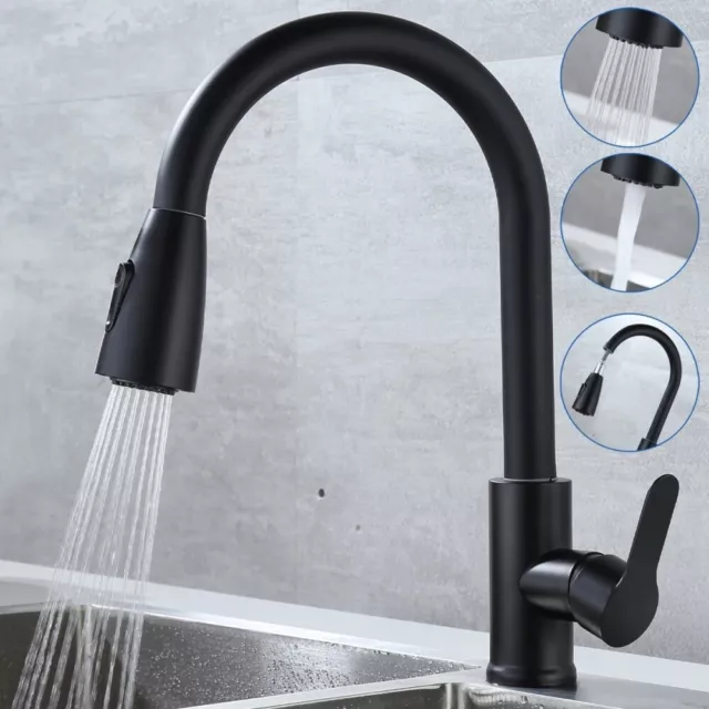 Küchenarmatur Ausziehbar Brause Wasserhahn Küche 360° Spültischarmatur Schwarz