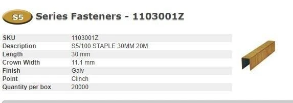 Stanley Bostitch Carrelli resistenti serie S5 11 x 30 mm - Pk 2.000-BOS-1103001