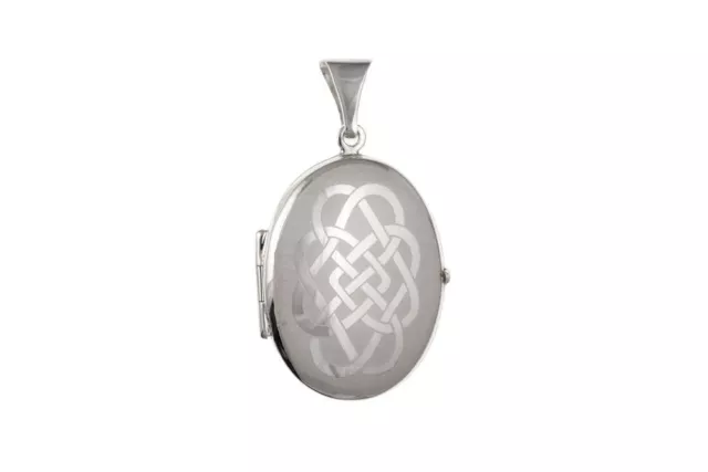 Oval Celtic Locket Pendant Sterling Silver
