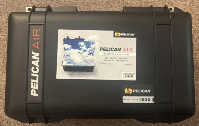 Pelican Color Case,Black 1535 Air case with TSA Locking latches & wheels