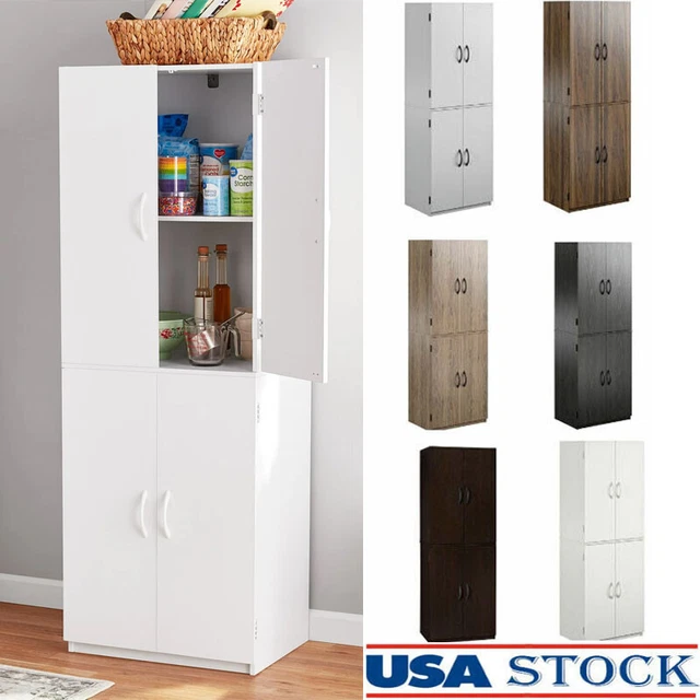 WOODEN 4 DOORS Kitchen Pantry Storage Tall Cupboard Organizer