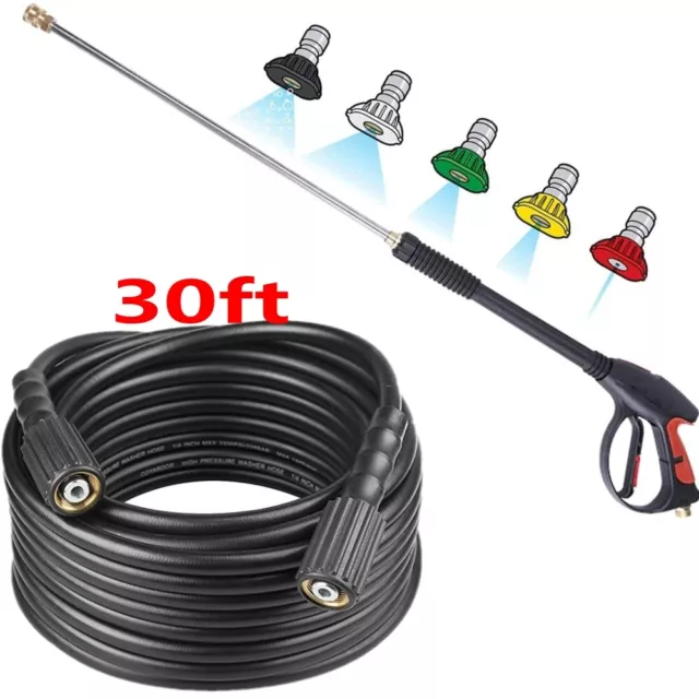 4000PSI High Pressure Car Power Washer Gun Spray Wand Lance Nozzle and 30ft Hose