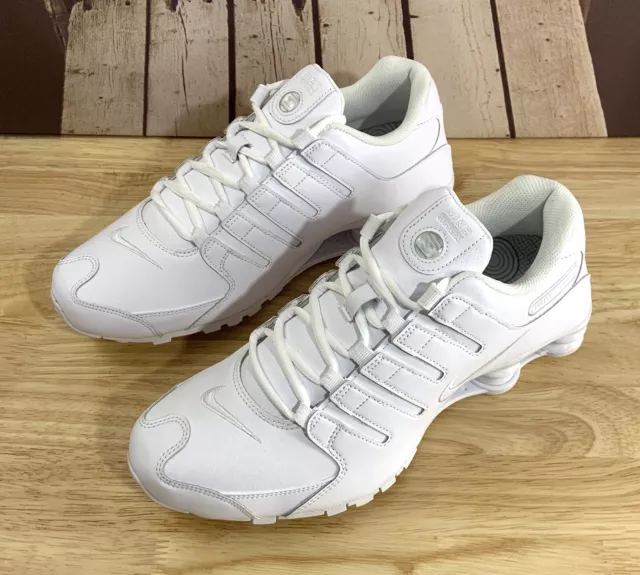 NEW NIKE SHOX NZ Premium Triple White Running Shoes Size 9.5 $125.00 - PicClick