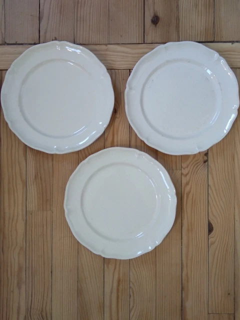 Lot De 6 Assiettes Anciennes Compartimentées Sarreguemines - Faïence Ivoire - Très Bon état