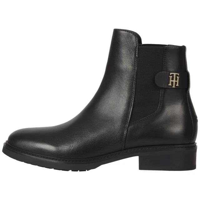 Tommy Hilfiger Bottines en Cuir De Femme Couleur Noire FW0FW06749 Th Nouveauté