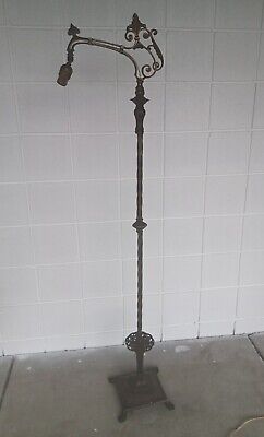 Antique adjustable Floor Lamp Bronzed Iron Brass Paw feet Deco for Screen Shade
