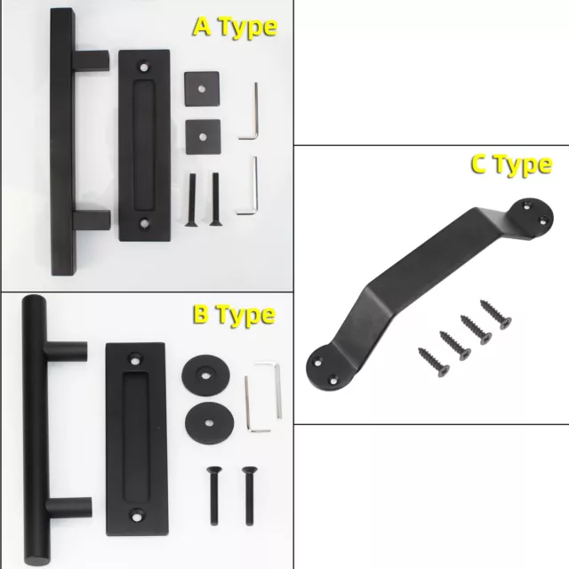 8.66" Sliding Barn Door Pull Flush Handle Gate Hardware Set Carbon Steel Black