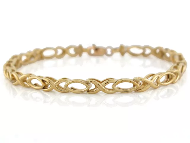 10k or 14k Yellow Gold Ladies Modern Elegant Criss Cross X Design Bracelet