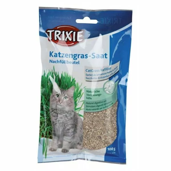 Trixie Cat Grass Seeds 100g Tray / Refill Bag Kitten Barley Helps With Hairballs 3