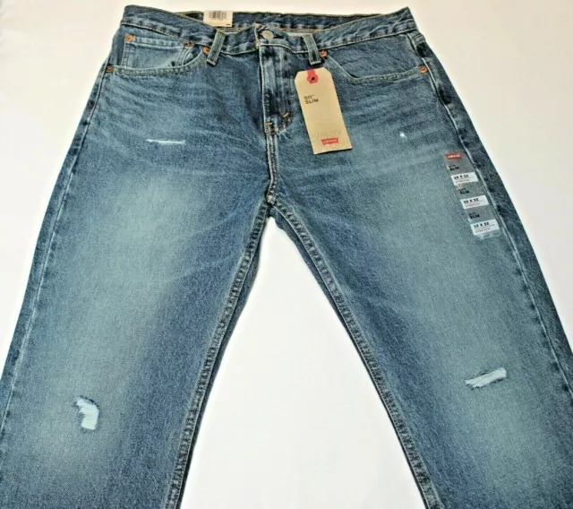 HOMME AUTHENTIQUE LEVI'S 511 Délavé Coupe Slim Jeans Bleu #045112387 EUR  42,68 - PicClick FR