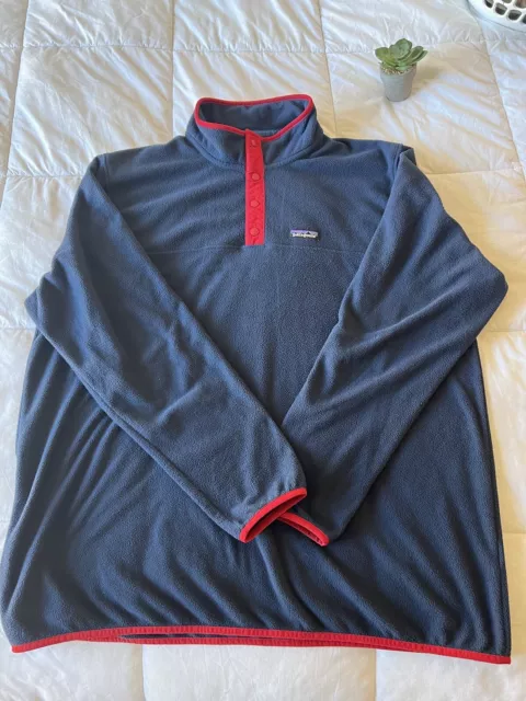 Men’s Patagonia Micro D Snap-T Fleece Pullover Size XXL New Navy With Red GUC