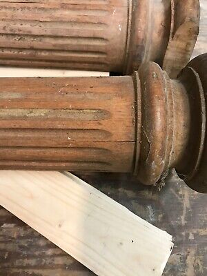 An Pair Antique fluted Oak Columns 50 x 3 x 5 3