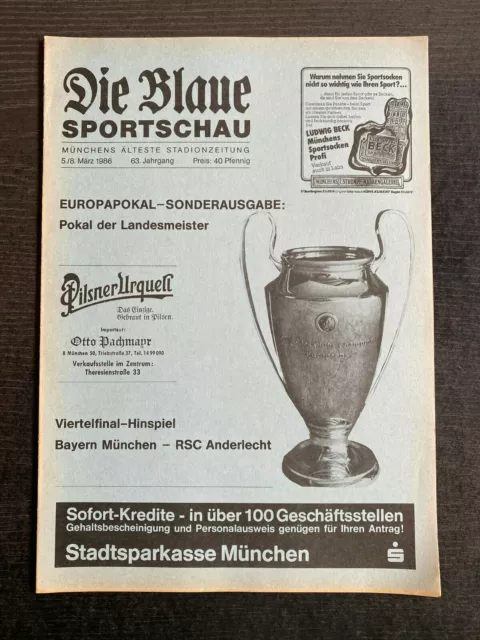 Ec I 85/86 FC Bayern München - Rsc Anderlecht, 05.03.1986
