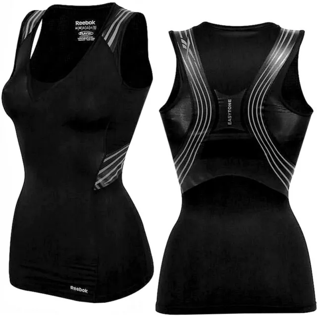 Reebok Shapewear Damen Kompression Tank Top Shirt Sport Running Fitness schwarz