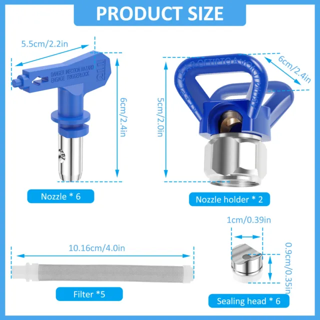 Airless Paint Sprayer Tips Reversible Spray Gun Nozzle Filters Replace Machine 3