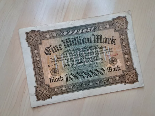 1 Millionen Reichsmark Reichsbanknote Berlin German Empire Hyperinflation 1923 2