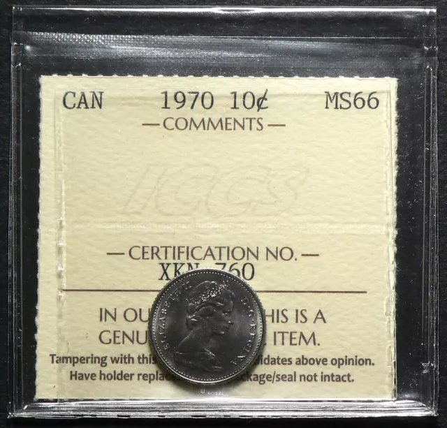 1970 Canada 10 Cents ICCS MS66  KM77 #22334