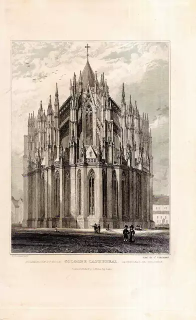 c1850 Domkirche zu Köln Cologne Cathedral Kölner Dom Stahlstich-Ansicht