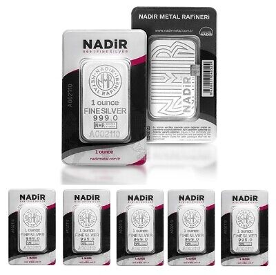 Five (5) x 1 oz Silver Bars | .999 Nadir in Assay | Volume Pricing