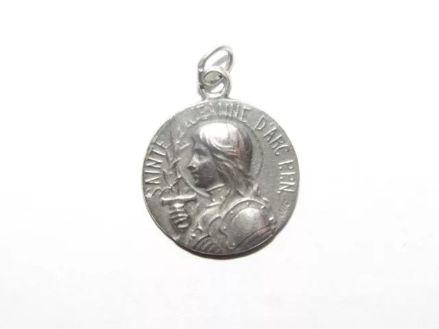 07J34 Antike Medaille Religiöse Silber-Metall Anfang Xx Heilige Jeanne D'Arc