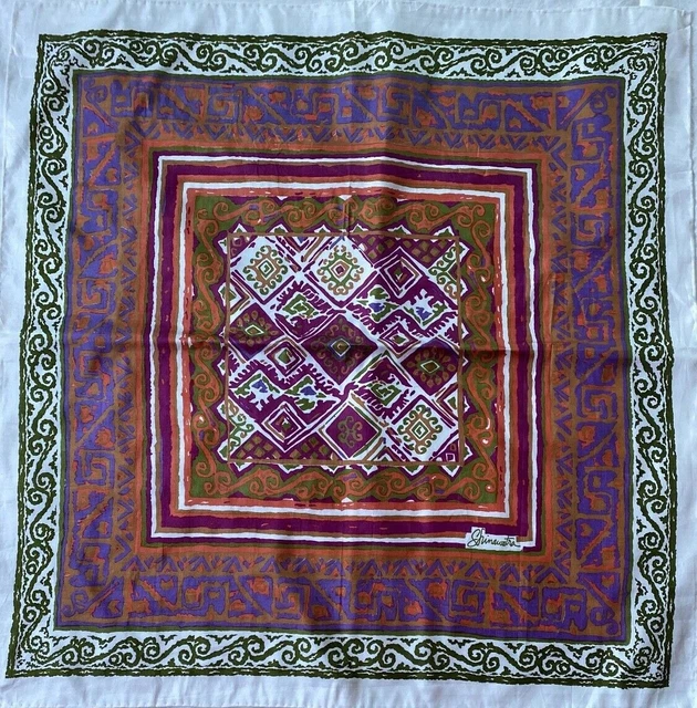 Foulard En Soie Vintage Kreis Neuss - Dimensions 100cm X 80cm, Couleurs Bleu, Rouge, Vert - Occasion