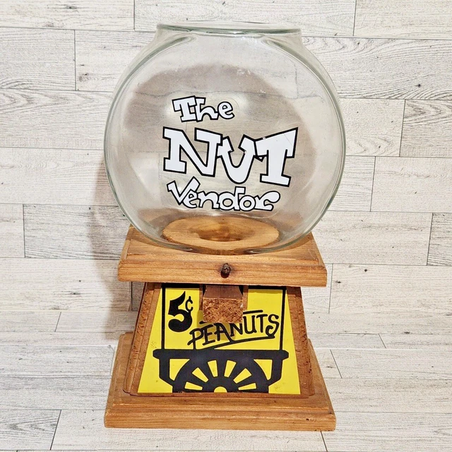 VINTAGE 1970'S VENDING Machine 5 Cent Bar Nut Wooden Dispenser Beer Nuts, Peanut 59.45