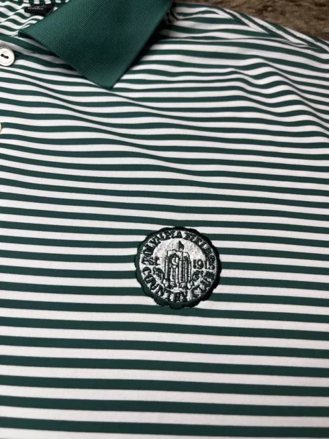 PETER MILLAR POLO Shirt Mens L Green Striped Summer Comfort Olympia ...