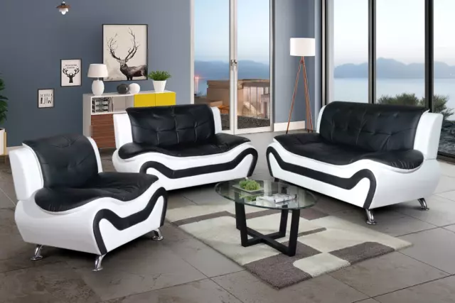 *SALE* Black White 3PC Sofa Set