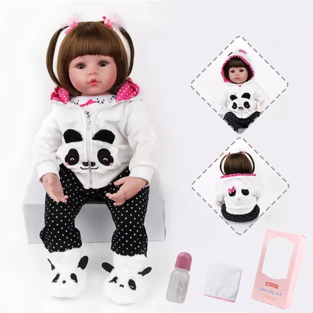 19" Reborn Dolls Baby Vinyl Silicone Handmade Newborn Real Girl Gifts Toddler UK