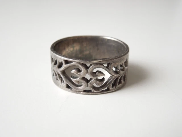 Bague Vintage Argent Sterling 925 Avec émail Coloré – Taille 61 – Chevalière Femme