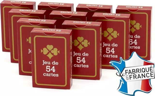 Jeu de Carte 54 cartes de jeu Gauloise Rouge - Fabriqué en France - ( Lot 10 )