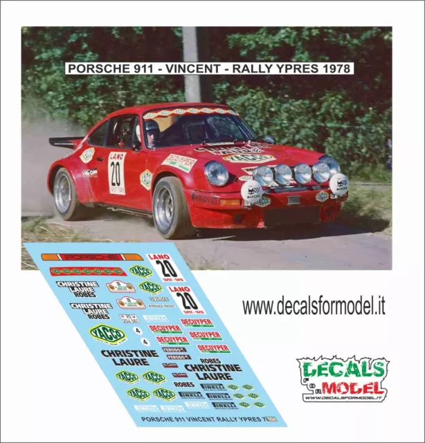 Decals 1:43 Porsche 911 Yacco Vincent Rally Ypres 1978