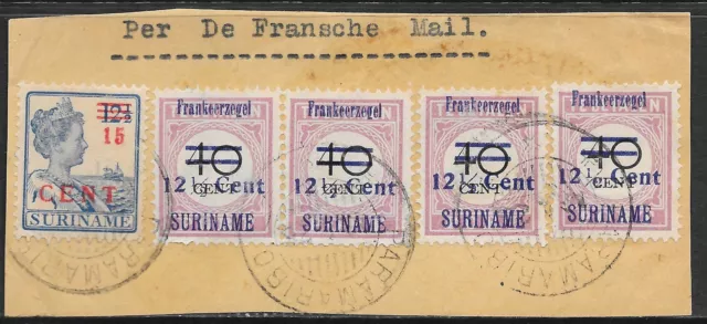 Surinam stamps 1926 mixed franking on fragment  VF