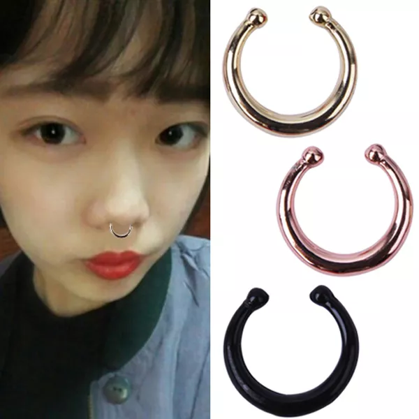 Non-Piercing Horseshoe Septum Hanger Clip-On Fake Nose Ring Unisex Women Men